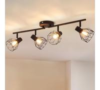 Aigostar Kitchen Lights Ceiling Spotlight, 4 Way Industrial Ceiling Lights, Adjustable Spotlights Ceiling Lights Wire Cage with E14 Base, Rotatable Light Fittings Ceilings for Bedroom