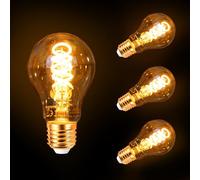 Aigostar LED E27 Edison Screw Bulb, 4W Decorative Amber Filament Light Bulbs, 1800K Warm White, Spiral e27 Vintage Light Bulbs ES A60 GLS Globe Screw in Light Bulb 3 Pack