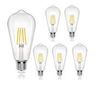 Aigostar LED Edison Bulb, ST64 Vintage Light Bulb, 4W E27 LED Bulbs, Led Filament Bulb, 480lm 41W Equivalent E27 Bulb, 2700K Screw Bulb Vintage, Energy Saving Lamp Bulbs Screw 5 Pack