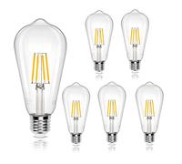 Aigostar LED Edison Bulb, ST64 Vintage Light Bulb, 4W E27 LED Bulbs, Led Filament Bulb, 480lm 41W Equivalent E27 Bulb, 2700K Screw Bulb Vintage, Energy Saving Lamp Bulbs Screw, Pack of 5