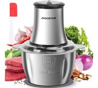 Aigostar Mini Food Chopper 2 Speeds Food Processor - 1.8L Stainless Steel Bowl, 4 Bi-Level Blades Vegetable Chopper for Meat, Nuts, Onions, Garlic, Baby Food, 500W - Flor 01H95