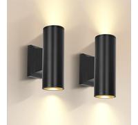 Aigostar Outdoor Wall Lights Mains Powered, Black Up Down Outdoor Lights IP65 Waterproof, Up and Down Outside Lights Max 35W GU10 Porch Light, LED Outdoor Wall Lamp Aluminium Front Door Light 2 Pack