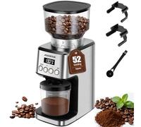 Aigostar Professional Conical Burr Coffee Grinder - 52 Precise Settings, Electric Burr Mill for Espresso, Drip, French Press, Adjustable & Automatic, Stainless Steel - Flavour