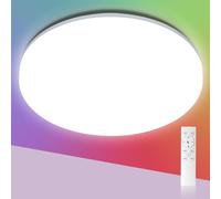 Aigostar RGB LED Ceiling Light with Remote Control, 18W Bathroom Ceiling Light 3000K-6500K 2100LM, Dimmable, Waterproof IP54 for Bedroom, Kitchen, etc