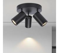 Aigostar Rotatable Kitchen Lights, Adjustable Round Spotlights, GU10 Ceiling Spotlight Bar, Black Kitchen Spot Lights (No Bulbs)