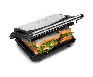 Aigostar Sandwich Toaster Panini Press, Deep Fill Toastie Maker, Electric Health Grill with Non-Stick Plates, 180° Flat Open, Stainless Steel, Easy to Clean, 800W - York