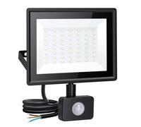Aigostar Security Lights Outdoor Motion Sensor, 50W PIR Sensor Security Light 4300 Lumens, Black Flood Light, Super Bright Flood Lights Outdoor, IP65 Waterproof Floodlight for Backyard, Garden, Patio
