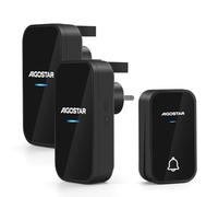 Aigostar Self-Powered Doorbell, Waterproof IP54 Plug in Door Bell, Twin Wireless Doorbell No Battery Required, Front Door Cordless Door Chime at 500ft Range with 36 Chimes, 3-Level Volume