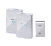 Aigostar Silver Wireless Doorbell, Ip44 Waterproof Cordless Doorbell Kit With 2 Receiver