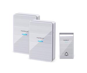 Aigostar Silver Wireless Doorbell, Ip44 Waterproof Cordless Doorbell Kit With 2 Receiver
