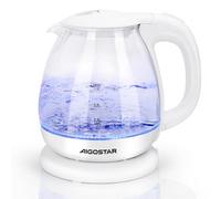 Aigostar Small Electric Kettle: 1.0L White Glass Water Kettle Cordless | 2200W Fast Quiet Boil, Compact Mini Clear Tea Kettle with Auto Shut-Off for Kitchen, Bedroom, Office and Home Desktop, Elvin