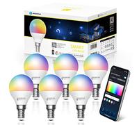 Aigostar Smart Bulb E14, Alexa Smart Bulbs, WiFi Light Bulb 6.5W RGBCW LED Colour Changing Light Bulb Compatible with Amazon Alexa and Google Home, Dimmable, No Hub Required, Energy Saving, 6 Pack