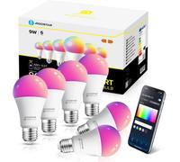 Aigostar Smart Bulb E27 Dimmable Rgb+Cw(2700-6500K)Led Bulb, Compatible With Alexa&google Home A60 Pack Of 6