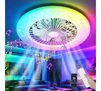 Aigostar Smart Ceiling Fan with Light and Remote, 40W 4800LM Dimmable RGBCW LED Ceiling Fan Light with Memory Function, Quiet DC Motor Flush Mount Fandelier 25dB, Φ47.5CM, 6 Speeds, Modern Bedroom