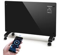 Aigostar Smart Electric WiFi Glass Panel Heater 2000W - Rapid Whole-Room Heating with Alexa/App Control, Ultra-Quiet, Wall or Floor Use, Energy Saving ECO Mode & Programmable Timer - Helen Smart Black