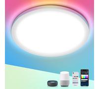 Aigostar Smart LED Ceiling Light, 24W 2280LM Bluetooth Mesh Alexa Ceiling Lights, RGB Backlight & 3000K-6500K Dimmable Flush Mount Light Fittings for Living Room Bedroom, Ultra-Thin,φ29cm