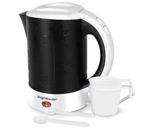 Aigostar Travel Electric Kettle Set - 650W Portable Boil-Drink Set (0.6L Kettle + 2 Cups & Spoons), Auto Shut-Off & Boil-Dry Protection, BPA-Free Mini Pot, Black - Cooltravel