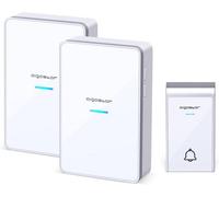 Aigostar White Wireless Doorbell, Ip44 Waterproof Cordless Doorbell Kit With 2 Receiver