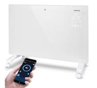 Aigostar WiFi Enabled Smart Electric Glass Panel Heater 2000W, Alexa Heating Control, Wall Mounted and Free Standing, Touchscreen Control, White