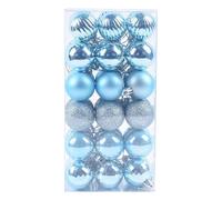 AIGOUT Christmas Bauble Hanging Loop Shatterproof Ornaments Personalised Navy Blue Christmas Decorations, Pink Green White Gold Silver (Light Blue, 36pcs/4cm)