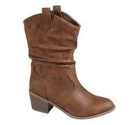 AIGOUT Cowboy Boots for Women Wide Calf Cowgirl Ankle Boot Fancy Dress Party 1960s & 1970s Retro Look Shoes Lady Costume Heels Boots Zip Wide Fit Leather Boots Shoe Black,Brown (Coffee, 37EU)