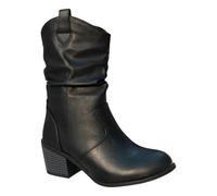 AIGOUT Cowboy Boots for Women Wide Calf Cowgirl Ankle Boot Fancy Dress Party 1960s & 1970s Retro Look Shoes Lady Costume Heels Boots Zip Wide Fit Leather Boots Shoe Black,Brown (Black, 43EU)