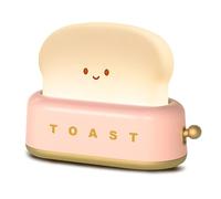 AIGOUT Cute Desk Decor Toaster Lamp, Kawaii LED Toast Bread Night Light Rechargeable and Portable Light with Timer, Christmas Gifts Ideas for Baby Kids Girls Teens Teenages, Pink, 5.28x2.13x3.86
