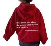 AIGOUT Dear Person Behind Me Hoodie, Dear Person Behind Me Sweatshirt for Women, Dear Person Behind Me Hoodie You Are Enough,The World Is A Better Place with You In It Pullover Fashion (Red-A, L)