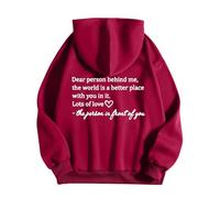 AIGOUT Dear Person Behind Me Hoodie, Dear Person Behind Me Sweatshirt for Women, Dear Person Behind Me Hoodie You Are Enough,The World Is A Better Place with You In It Pullover Fashion (Red-B, M)