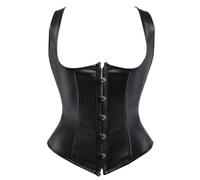 AIGOUT Plus Size Faux Leather Underbust Corset - Steel Boned Waist Cincher | Vest Fishbone Corset for Waist Training & Cosplay (Black, XS)