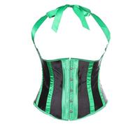 AIGOUT Women Stripes Under the Chest Corset - Hang Chest Neck Type of Corsets, Gothic Punk Halter Cupless Shaper with Bones (Green, XL)