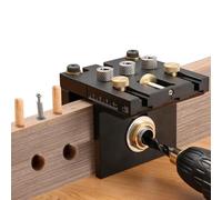 Aigreat 3-in-1 Dowel Jig Kit, 6/8/10/15mm Pocket Hole Jig Kit Self Centering Doweling Jig with Drill Guide Punch Locator, Adjustable Width Woodworking Joints Tool for Carpentry Project Up to 60mm