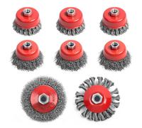 Aigreat Wire Brush for Angle Grinder, 6 x 75mm Metal Cup Brushes and 2 x 100mm Twisted Knotted Wire Wheel Brushes, Flex Steel Crimped Brush with M14 Thread for Rust Removal and Cleaning