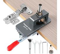 Aigret 35mm Concealed Hinge Jig, Cabinet Door Hinge Jig Drilling Hole Puncher with Quick Clamp, Accurate Aluminum Alloy Drill Hole Guide Locator, Woodworking Tool for Door Cabinets Hinges Mounting