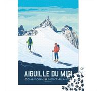 Aiguille Du Midi Chamonix Mont Blanc Travel Posters, Classic Jigsaw for Adults, 1000 Pieces, 70x50cm/1000pcs