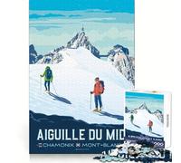 Aiguille Du Midi Chamonix Mont Blanc Travel Posters Jigsaw Puzzles for Teenagers 1000 Piece Brain Stimulation Restful Escape Premium Cut (38X26CM)