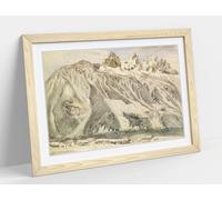 Aiguilles of Chamonix, 1849 by John Ruskin Stunning Framed Wall Art Print Picture - A3 - Light Oak Frame