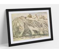 Aiguilles of Chamonix, 1849 by John Ruskin Stunning Framed Wall Art Print Picture - A4 - Black Frame
