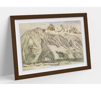 Aiguilles of Chamonix, 1849 by John Ruskin Stunning Framed Wall Art Print Picture - A4 - Walnut Frame