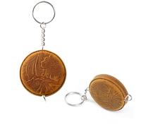 AIGUONIU 150cm/60 Inch Genuine Leather Soft Tape Measures Double Scale Mini Retractable Ruler Centimeter Inch Roll Tape (Carve Flower Blue)