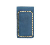 AIGUONIU Genuine Crazy Horse Leather Money Clip - Vintage Magnetic Bill Holder with Hand Stitching | Full Grain Leather Bookmark, Blue, Vintage