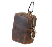 AIGUONIU Genuine Leather Coin Purses Pouch Money Pocket Zipper Bags Top Layer of Cowhide Key Package Storage Bag, Coffee
