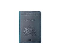 AIGUONIU Genuine Leather Passport Cover for Netherlands Dutch Credit Card Holder Holland Passport Case Travel Wallet, Blue, Vintage