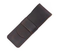 AIGUONIU Genuine Leather Pencil Case and Pencil Pouch-Marker Case with Tuck-In Flap Closure. Easy to Carry Pen Organizer and Fountain Pen Holder (Coffee)