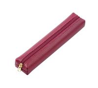 AIGUONIU Genuine Leather Pencil Case - Zippered Pen Case Stationery Bag Zipper Pouch Pencil Holde (Purple)