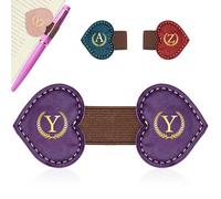 AiHeart Bygone Mark Bookmark with Pen Holder,Personalized Magnetic Leather Bookmark,Vintage Magnetic Book Mark,PU Bookmarks,Clip Book Accessories,Gifts for Women Men-Y