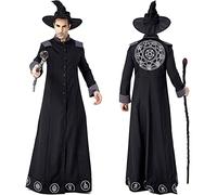 AIHERQG Adult Magic Wizard Sorcerer Warlock Costume Magician Cosplay for Men Halloween Purim Party Costumes Fancy Dress(XL)