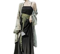 AIHERQG Chinese Retro Style Ancient Song Dynasty Hanfu Three Pieces Set Spring Summer Women Daily Elegant Casual(S)