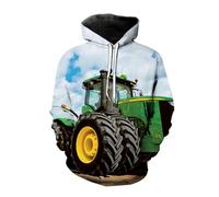 AIHERQG Men 3D Printed Hooded Sweater Tractor Pattern Fashion Men Hooded Sweatshirt, Novelty Sweatshirts with Drawstring Pockets(2#,M)