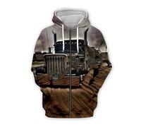 AIHERQG Trucker Driver Pullover Tracksuit Fashion Crewneck Men Women 3D Printed Sweatshirts Hoodies Zipper Jacket(Zipper,M)